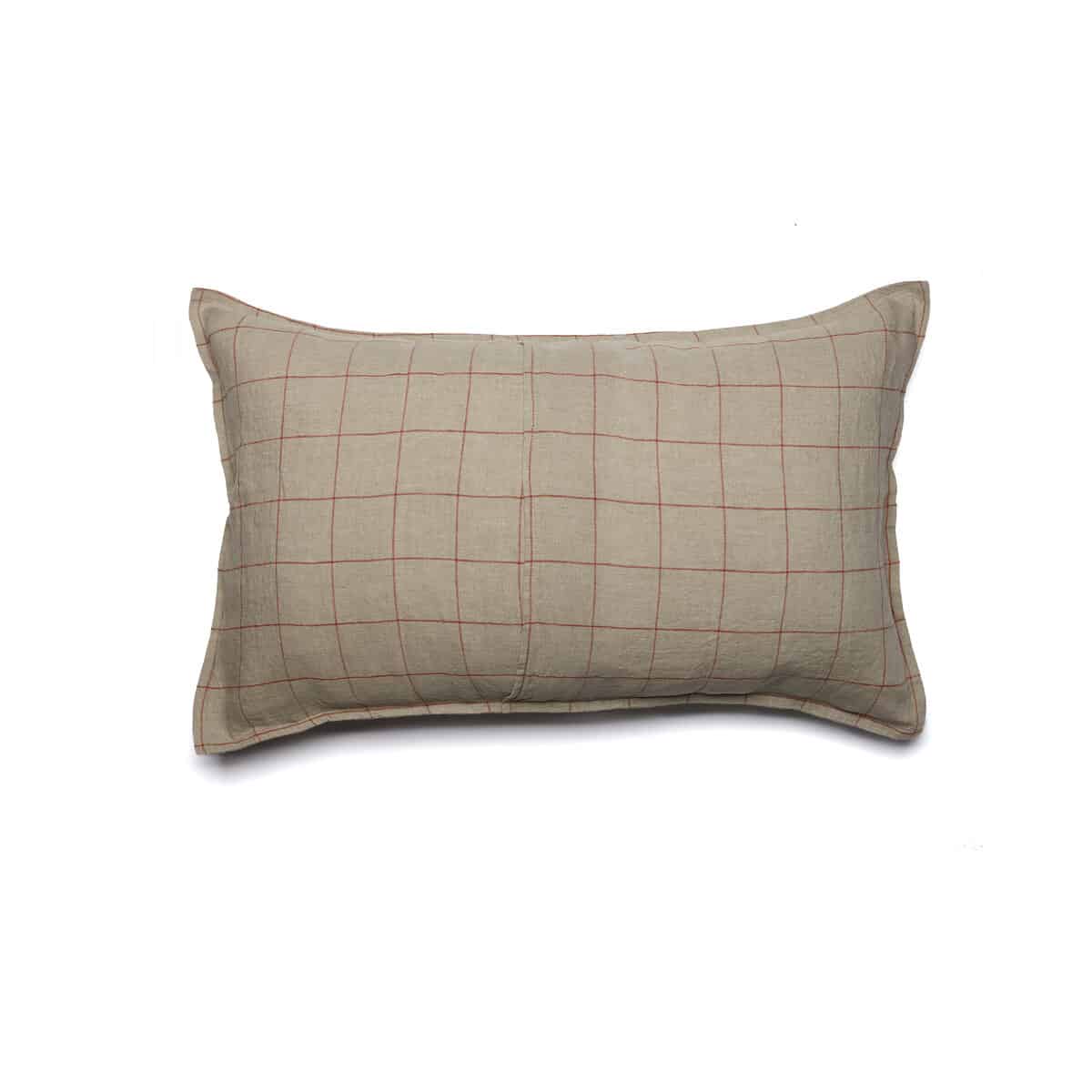 Housse de coussin Grands Carreaux Ficelle Ocre - Image 4