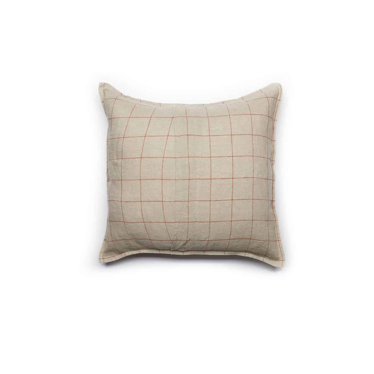 Housse de coussin Grands Carreaux Ficelle Ocre - Image 3